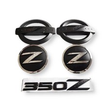 For Nissan 5pcs 350z Fairlady Z Front Rear Side Emblems Badge Matte Black