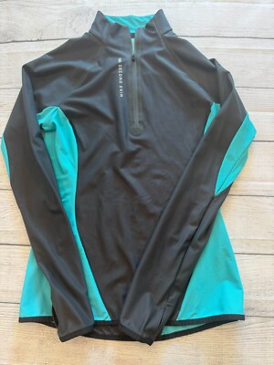 Second Skin Activewear Shirt Womens Small Base Layer 1/4 Zip Knit