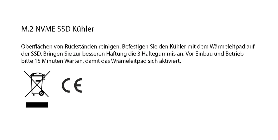 M.2 2280 NVME SSD Kühler + Wärmeleitpad schwarz / silber 70x22x6mm Kühlkörper - Bild 4 von 4