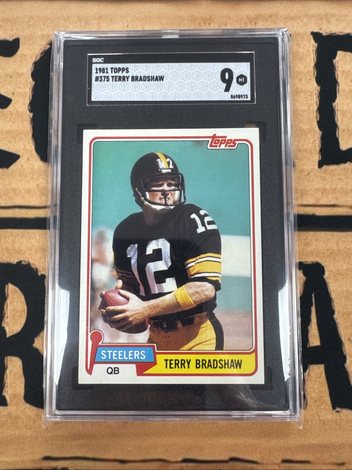 1981 Topps TERRY BRADSHAW, card #375, Steelers, Graded MINT SGC 9