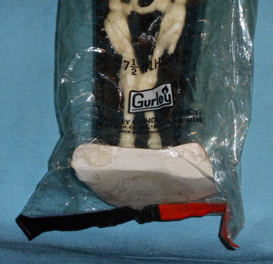 vintage Halloween GURLEY CANDLE 7 1/2inch SKELETON IN COFFIN new