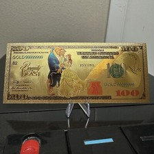 24k Gold Foil Plated Belle Beauty And The Beast Banknote Disney Princess Collect