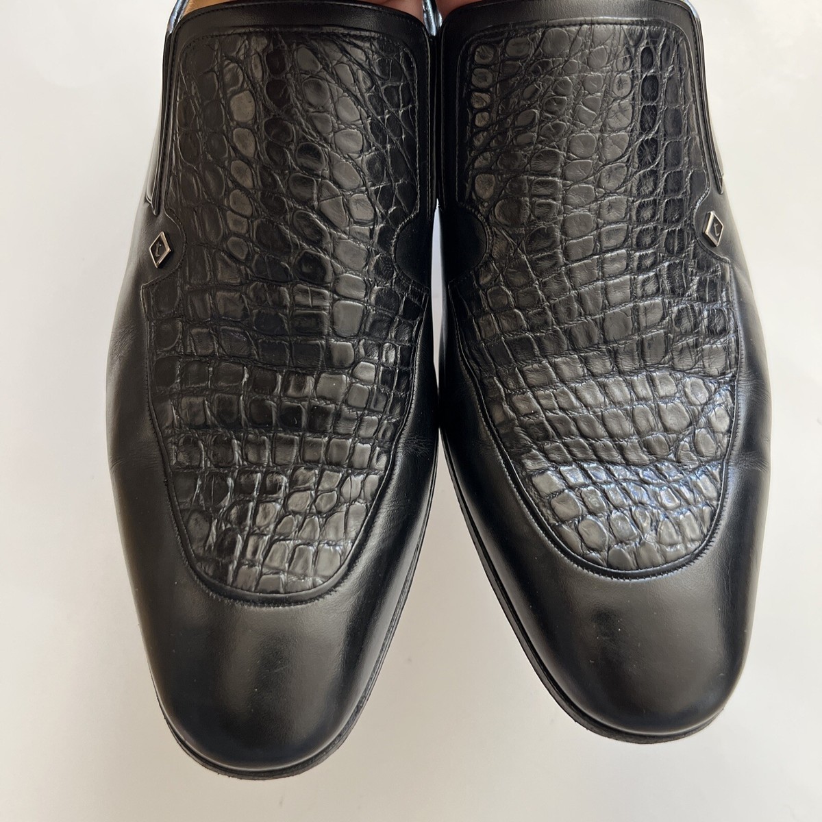 a.testoni Black Label Leather & Crocodile Shoes 8 1/2 M | eBay