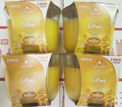 4 Glade Sparkling Citrus Sunrise 3 Wick Candles 6.8 oz Winter Holiday Collection