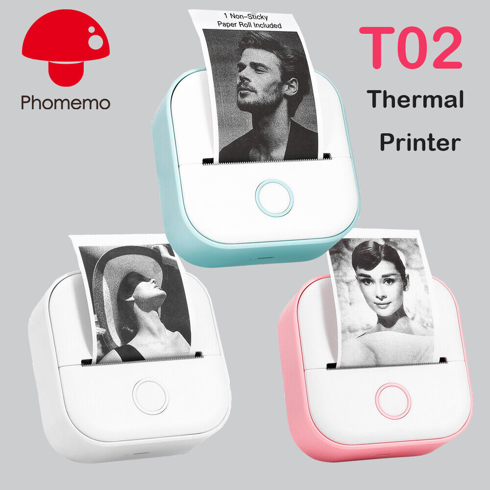 Phomemo Mini Pocket Thermal Printer Wireless Bluetooth Photo T02 or Label  Paper