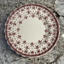 4 Copeland Spode Fluer De Lis Brown 6 3/8" bread plates Scalloped England