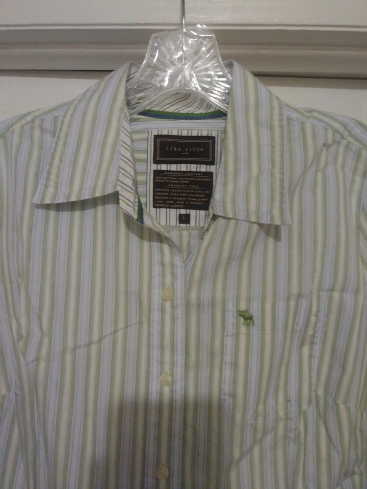 Top para mujer Ezra Fitch multicolor de algodón a rayas manga larga con botones talla grande Foto 3 de 4