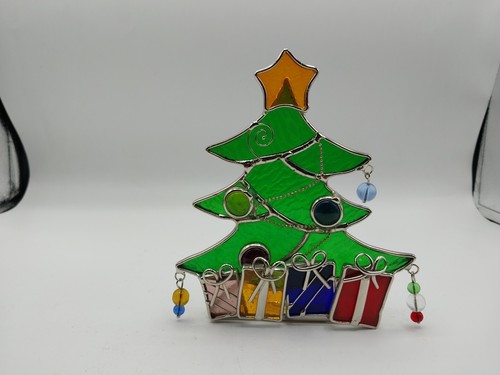 Buntglas Weihnachten Teelicht Weihnachtsmann & Baum Kerzenhalter 2er Set - Bild 12 von 20