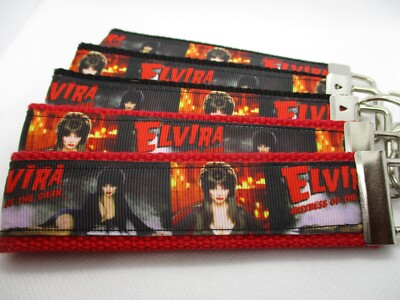 Elvira Ribbon on Strong Webbing Key Fob Keychain Wristlet (Mistress of the Dark)