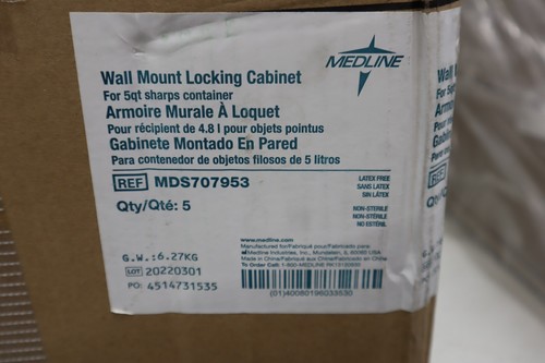 Medline 5 Quart abschließbarer scharfer Schrank (5er Pack) - Bild 5 von 7