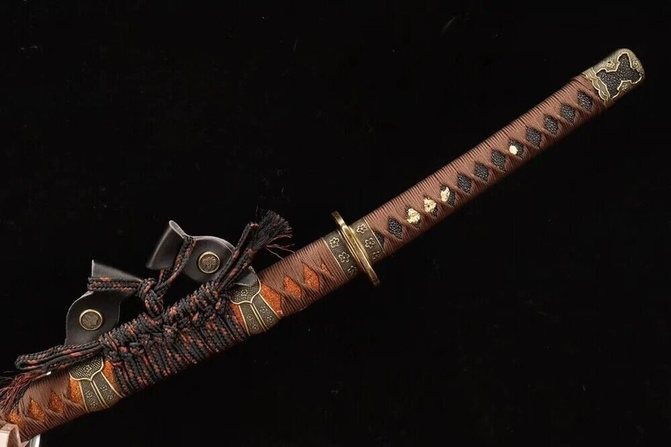 Katana de acero Tachi T10 lista para la batalla afilada espada samurai japonesa real Hamon Foto 3 de 4