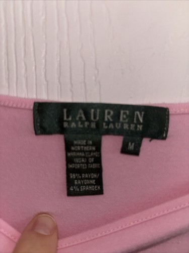 Lauren Ralph Lauren Women's Pink Shirt Medium 3/4 Sleeve Classic Basic EUC - Picture 2 of 10