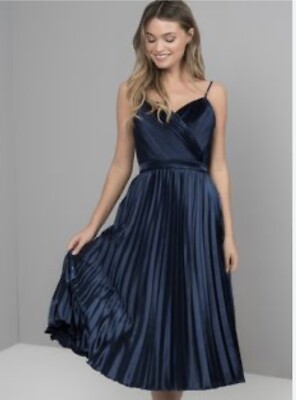 chi chi london satin dress Chi Chi One Shoulder Satin Finish Maxi Dress in Navy, Size 12