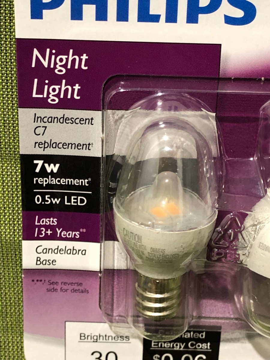 Philips 7w Equivalent Soft White C7 Candelabra LED Night-light