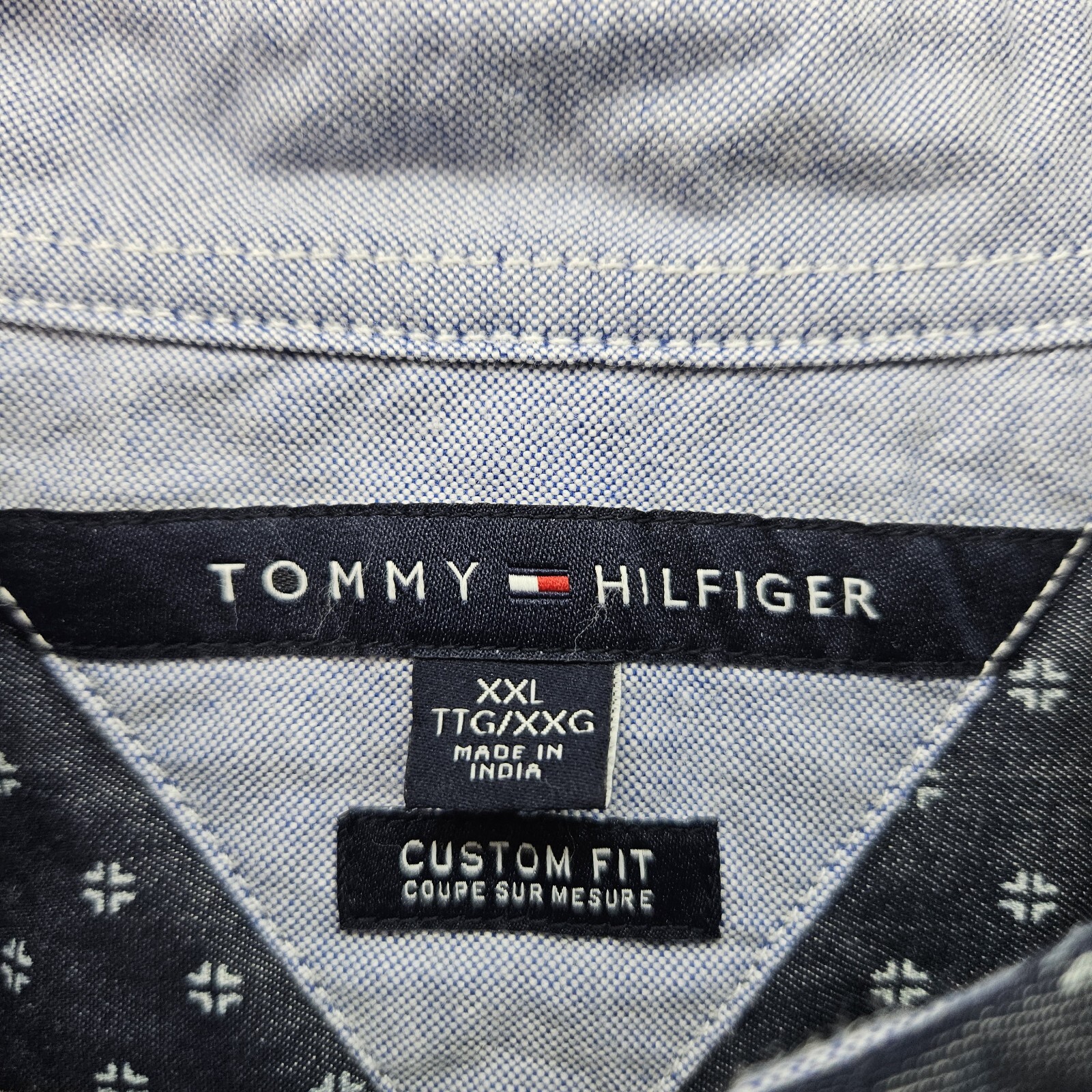 Tommy Hilfiger Custom Fit Coupe Sur Mesure Blue Short Sleeve Pocket Mens XXL thumbnail 2