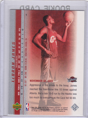 LeBRON JAMES #1 Upper Deck Basketball CAVS ROOKIE RC Card