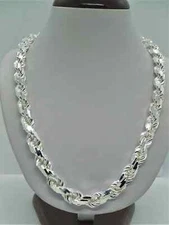 Solid 925 Sterling Silver Italian Rope Chain Mens Necklace 4mm