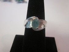 VERY NICE STERLING SILVER RING WITH BLUE GREEN STONE 7 3/4