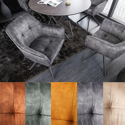Design Stuhl LOFT Samt drehbar Metallgestell schwarz Esszimmertstuhl Essstuhl
