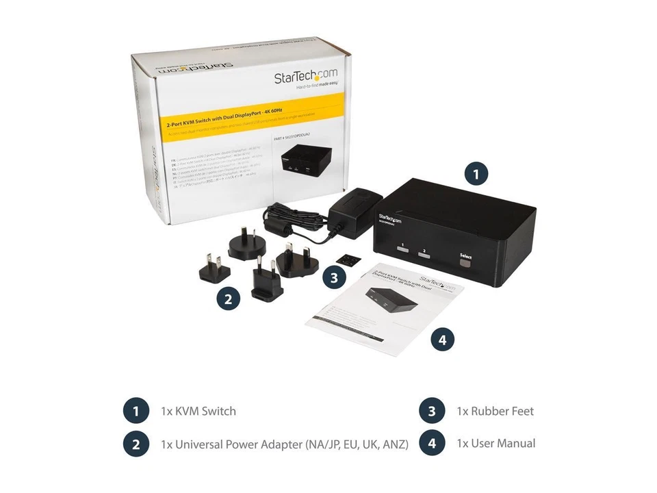 StarTech.com SV231DPDDUA2 2-Port DisplayPort Dual-Monitor KVM Switch - 4K 60Hz - Image 4 of 4