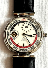 Authentic Rare Omega GMT World Time Men's Wristwatch Swiss Made 46 mm