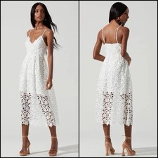 ASTR the Label Lace A-Line White Midi Dress Size Small