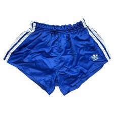 Adidas Vintage 80s Nylon Shorts Sz 6 M Shiny 80s Sprinter Athletic Pants Blue TS15
