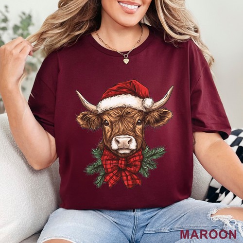 Cow Coquette Christmas Shirt, Merry Christmas Heifers Tee, Highland Cow, 203740 - Picture 10 of 24