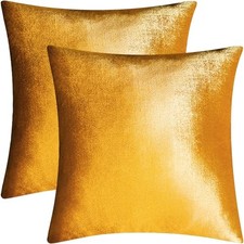 2 Pack 18x18 Pillow Cover Velvet Pillow Covers, 18" x 18" Pack of 2 Dark Gold