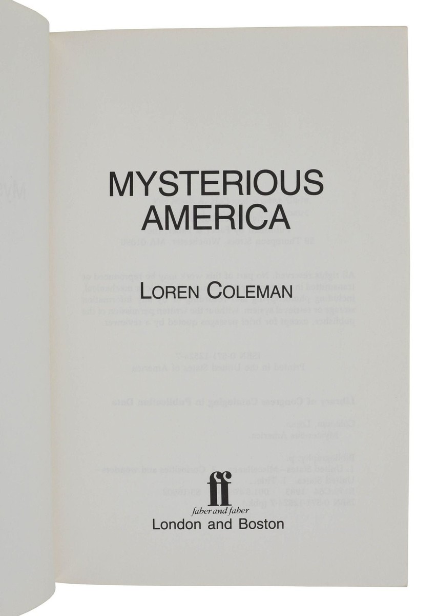 Mysterious America ~ by LOREN COLEMAN ~ Signed First Edition