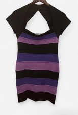 GUESS by Marciano Purple Black Lavender Cutout Back  Bandage Sweater Dress Large