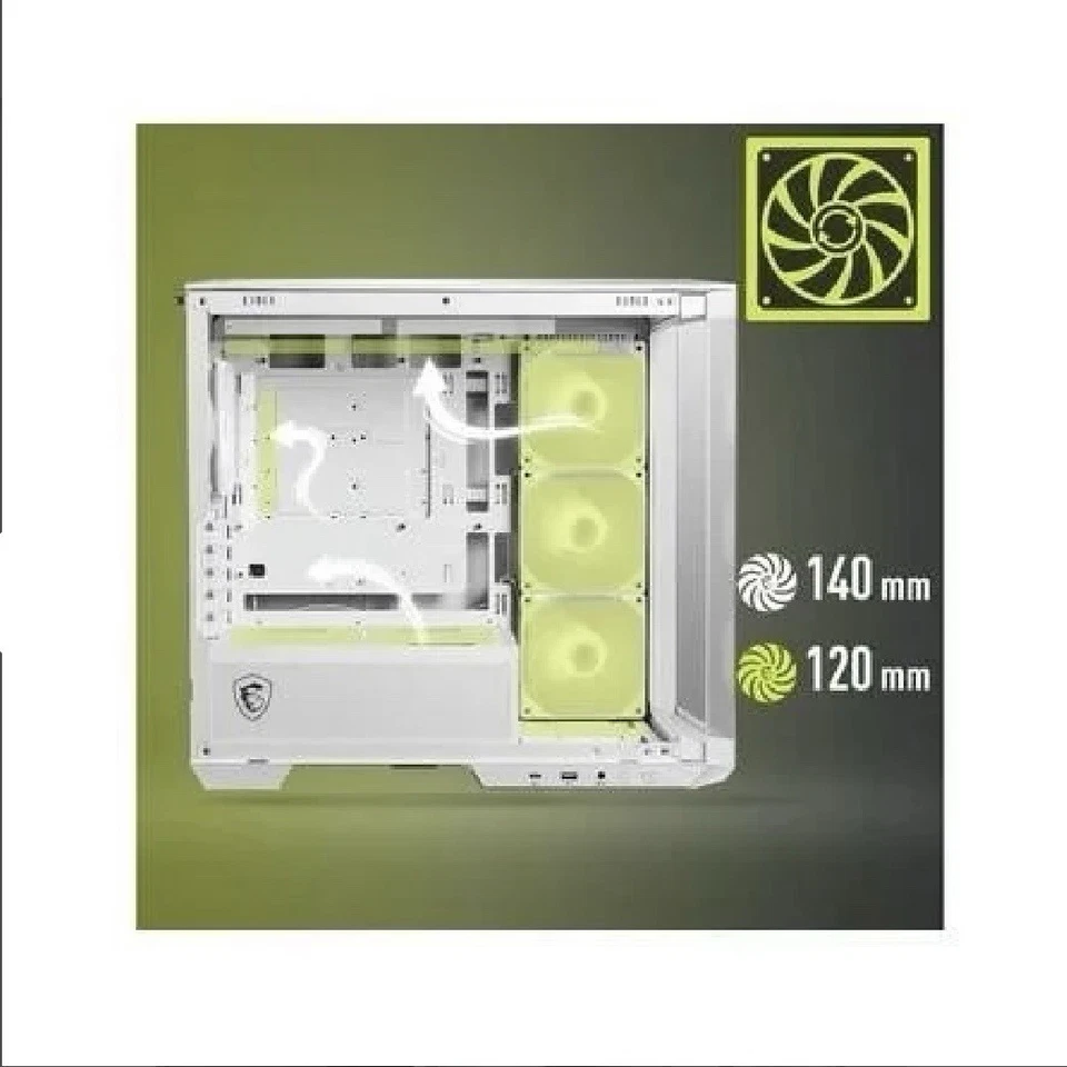 MSI MAG PANO M100R PZ Blanco Gaming PC Estuche Nuevo Vidrio Templado Foto 3 de 4