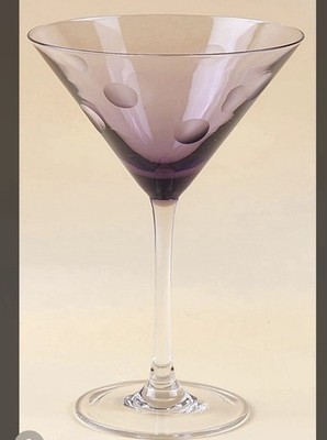 WATERFORD CRYSTAL  Purple Martini Polka Dot, Etched Martini Glass, Vintage