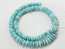 Natural Turquoise Heishi Beads Smooth Rondelle Graduated 13" Strand Loose Stone
