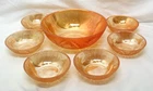 VTG. Jeanette Iris & Herringbone Iridescent Glass Beaded Edge Berry Set Exc. Con