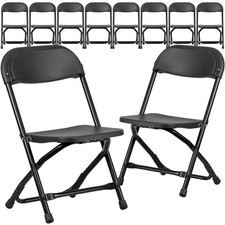 10 Pk. Kids Black Plastic Folding Chair