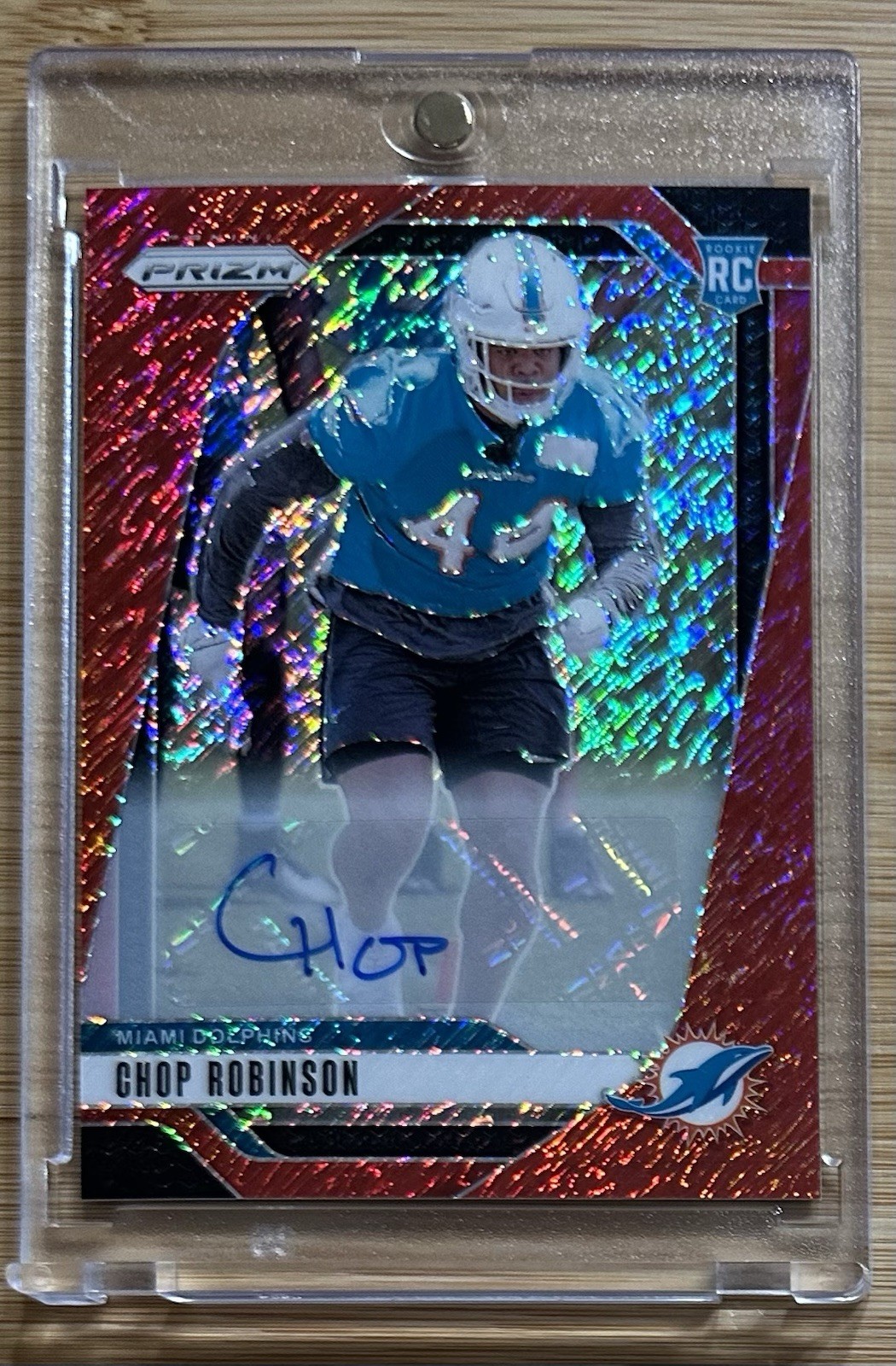 2024 Panini Prizm Chop Robinson Prizm Red Shimmer Rookie Auto /35 Dolphins RC