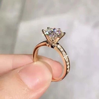 2 kt runder Lab Created Diamant Ehering & Verlobungsring 14 kt Gelbgold plattiert