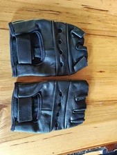 Top Grain Leather Half Finger Gloves, Padded Palm, Hook and Loop Closure