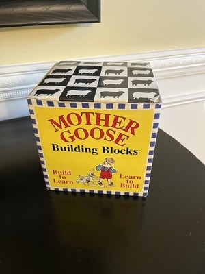 vintage 1995 Mother Goose building blocks complete(1st #s-abc s-rhymes-graphics)