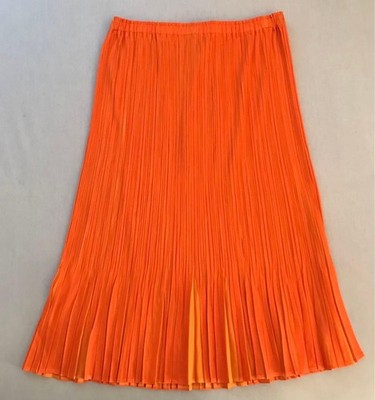 PLEATS PLEASE Issey Miyake Orange Flared Pleated Skirt Size 4 #EL