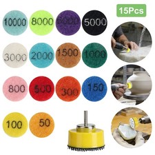 15Pcs 1" Mini Diamond Polishing Pad Set 14 Grit 50-10000 Wet Dry Sanding Discs