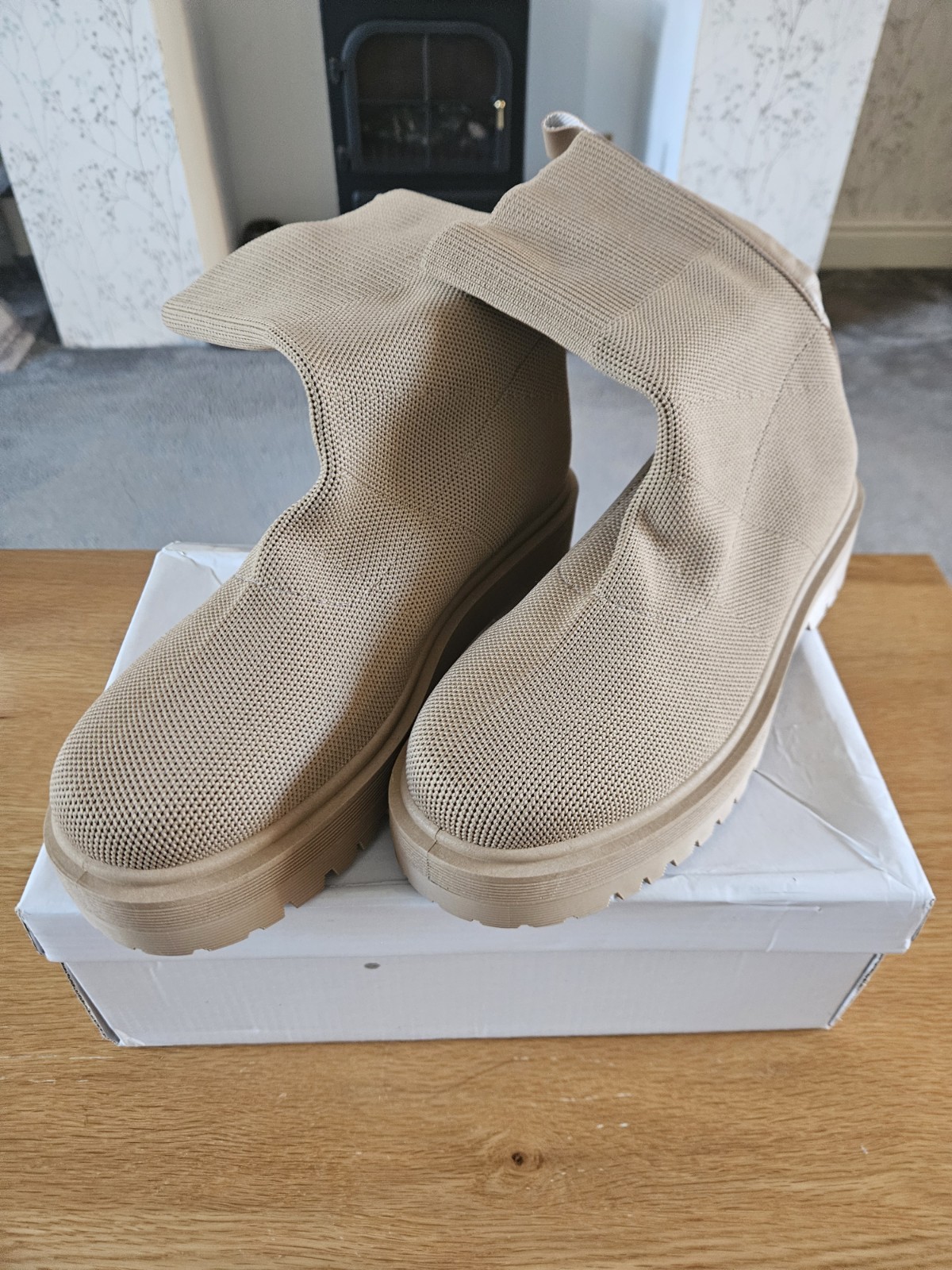 SAOLA LINEA DONNA STIVALETTI TACCO BASSO BLOCCO PLATEAU CALZINO GROSSO MISURA 6 UK