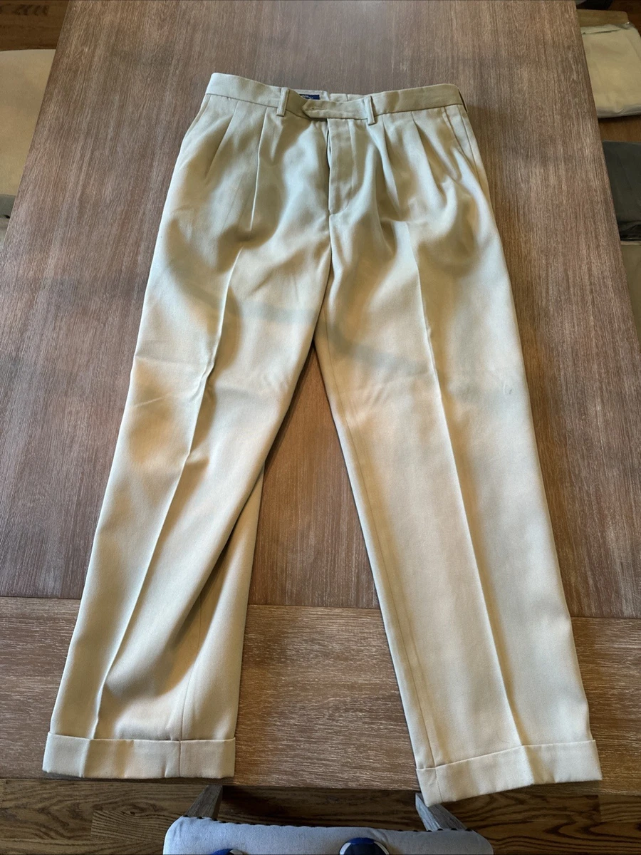 Walter Hagen Mens Pants 38x30 Khaki Beige Pleated Front