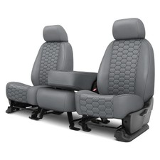 Caltrend Faux Leather Hex Quilted 1st Row Light Gray Custom Seat Covers