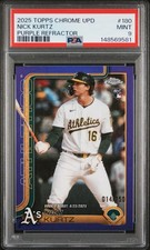 2025 Topps Chrome Update  Nick Kurtz  ROOKIE Purple Refractor /250 #USC180 PSA 9