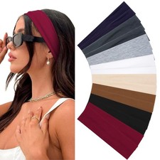 16 PCS Elastic Hair Bands Non Slip Soft Cloth Headbands Nude Neutrals