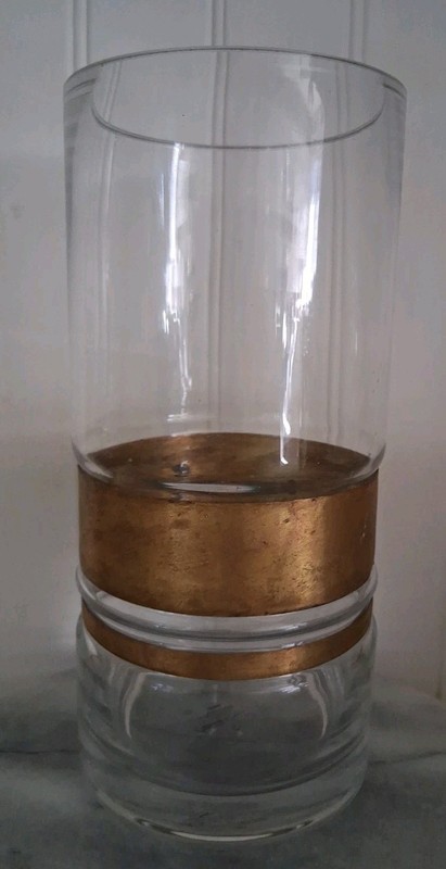 Hearth & Hand Magnolia Glass Vase Copper Metal Wrap Joanna Gaines Preowned
