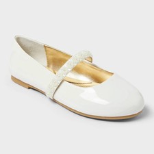 Kids' Brooke Ballet Flats - Cat  Jack  White 1: Slip-on, Arch Support, Closed