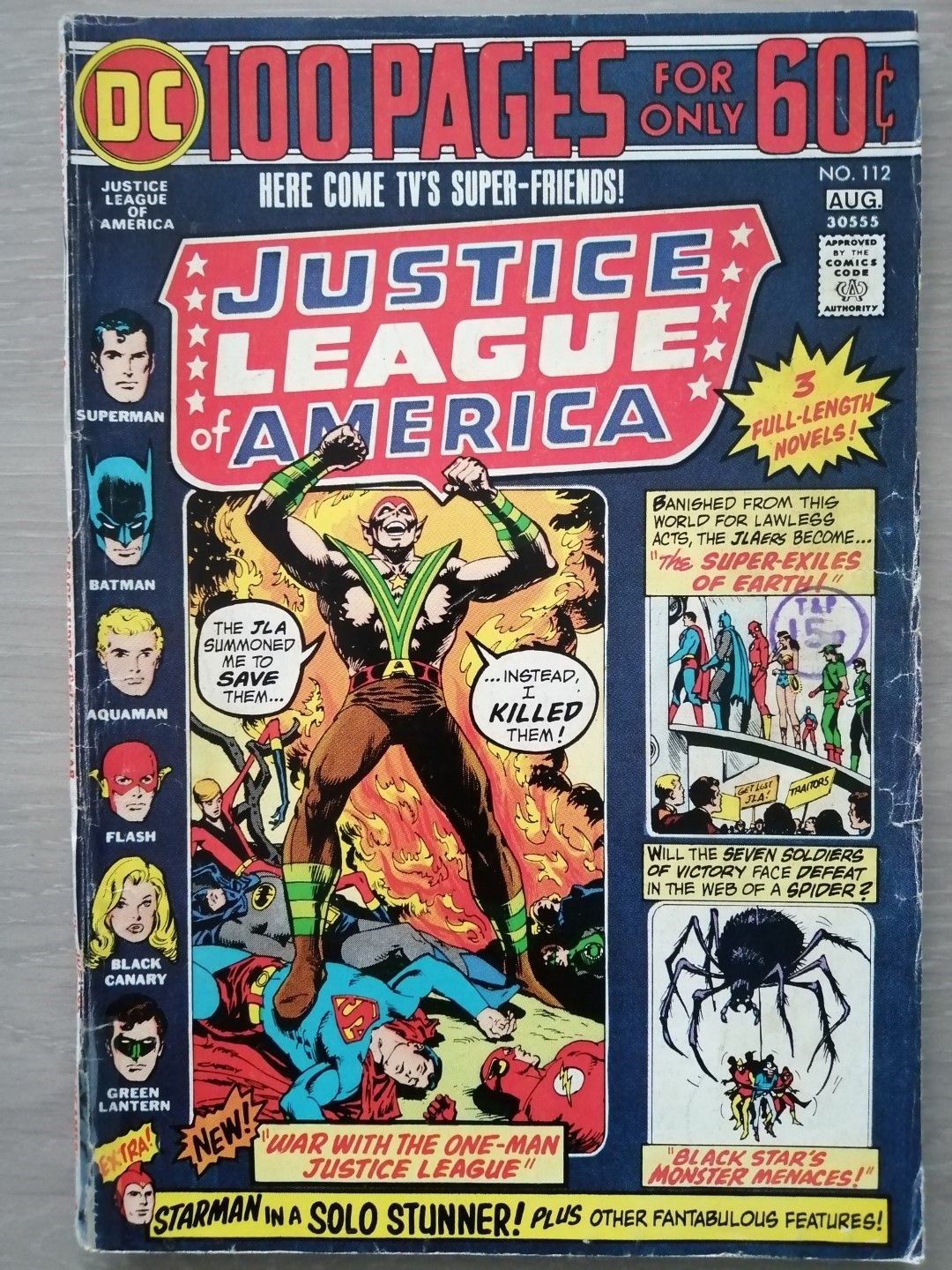 JUSTICE LEAGUE OF AMERICA #112_AUG 1974_VERY GOOD/FINE_BRONZE AGE 100 Pg GIANT!